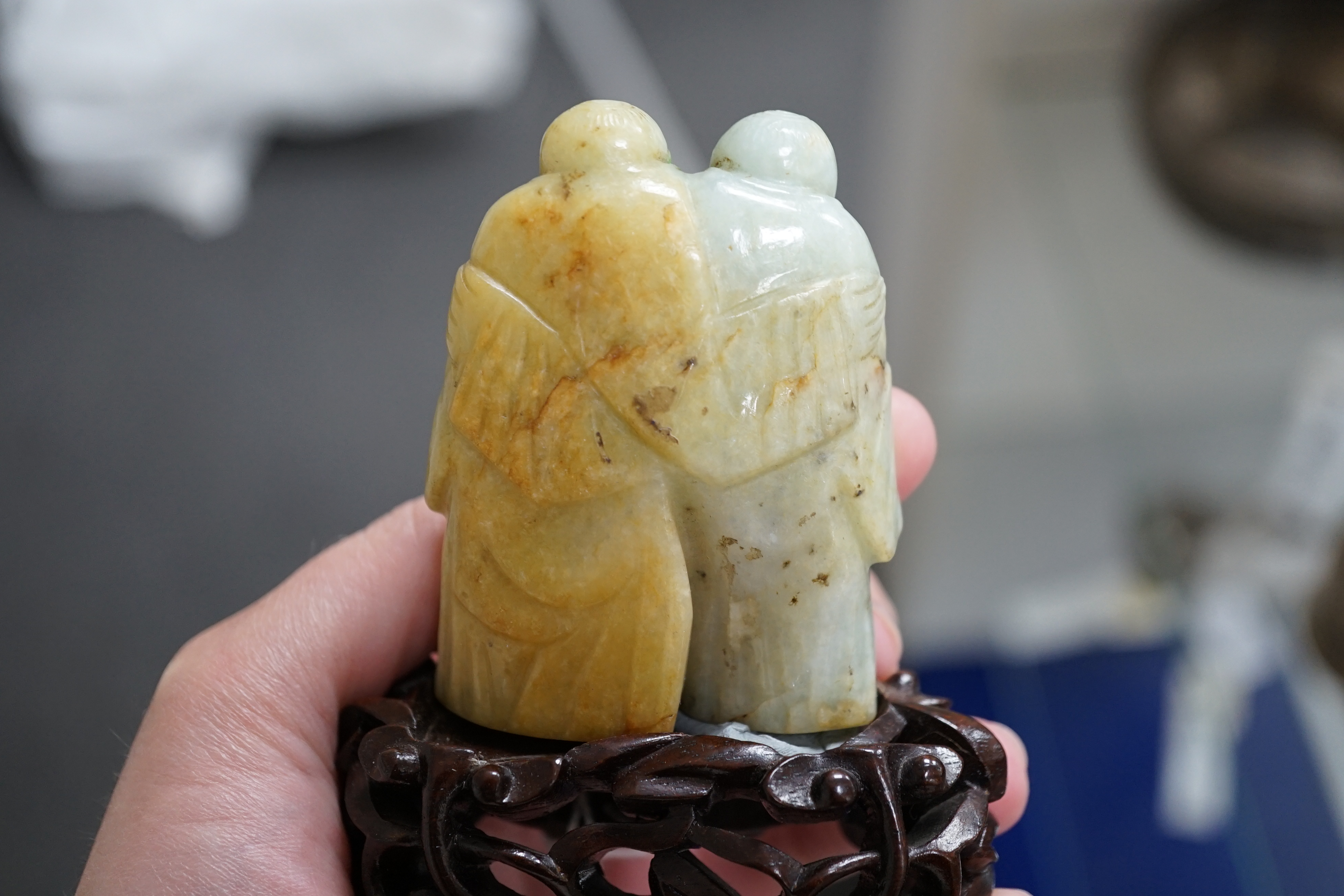 A Chinese jadeite group of the He He Erxian, 19th century